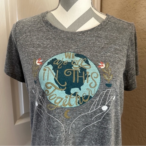 Torrid-strong in This Together Slim Fit Grey Crew Tee- Size 00 - Picture 2 of 8